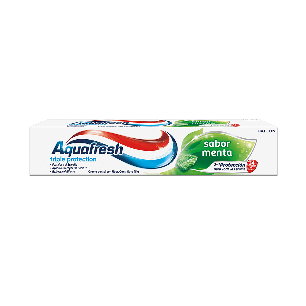 Crema dental Aquafresh Triple Protection sabor menta 75 g - protección 24h para toda la familia