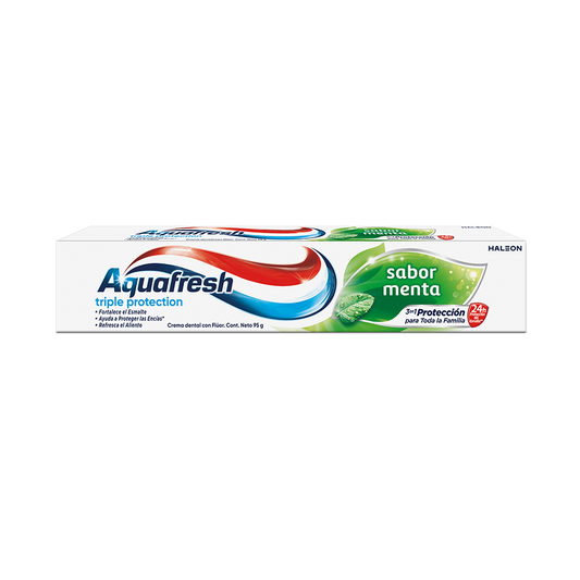 Crema dental Aquafresh Triple Protection sabor menta 75 g - protección 24h para toda la familia
