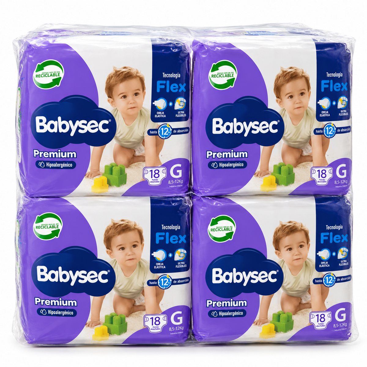 Manga Babysec Premium G, 8 paquetes de 18 pañales, 144 unidades