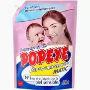 Detergente Popeye Hipoalergénico Rinde 3 L – fórmula suave para pieles sensibles, ideal para ropa de bebé
