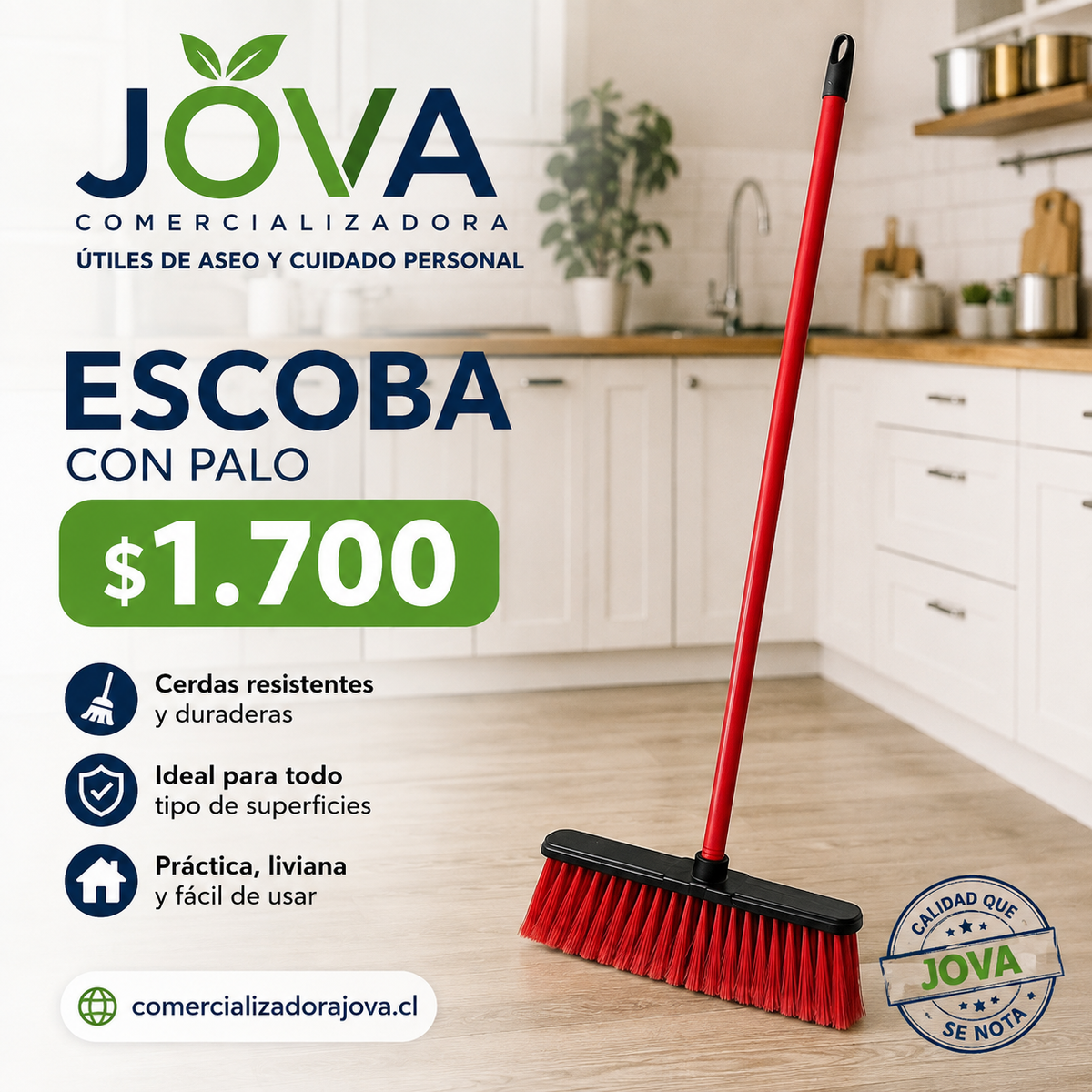 Mango largo y ergonómico - Escobillón Clásico Lavamas - Escoba económica