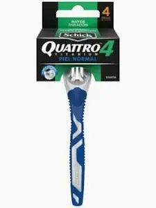 Máquina de Afeitar Schick Quattro4 para hombre – 4 hojas de precisión con cabezal flexible para afeitado suave