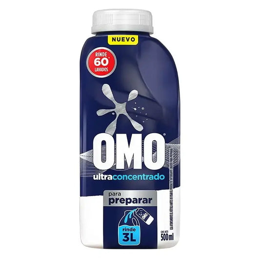 Detergente Omo Rinde 500 ml concentrado – rinde 3 litros, limpieza profunda para toda la ropa del hogar