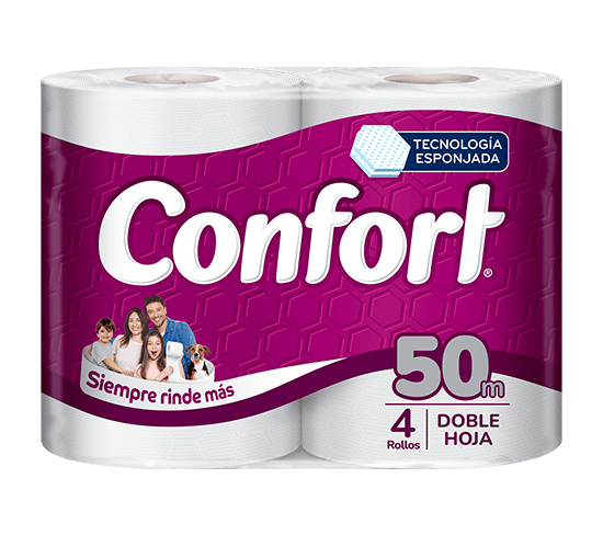 Papel Higiénico Confort Doble Hoja 50 m x 4 Rollos