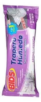 Trapero Húmedo Bids Lavanda 13 unidades – desechable, alta absorción y aroma relajante a lavanda para pisos
