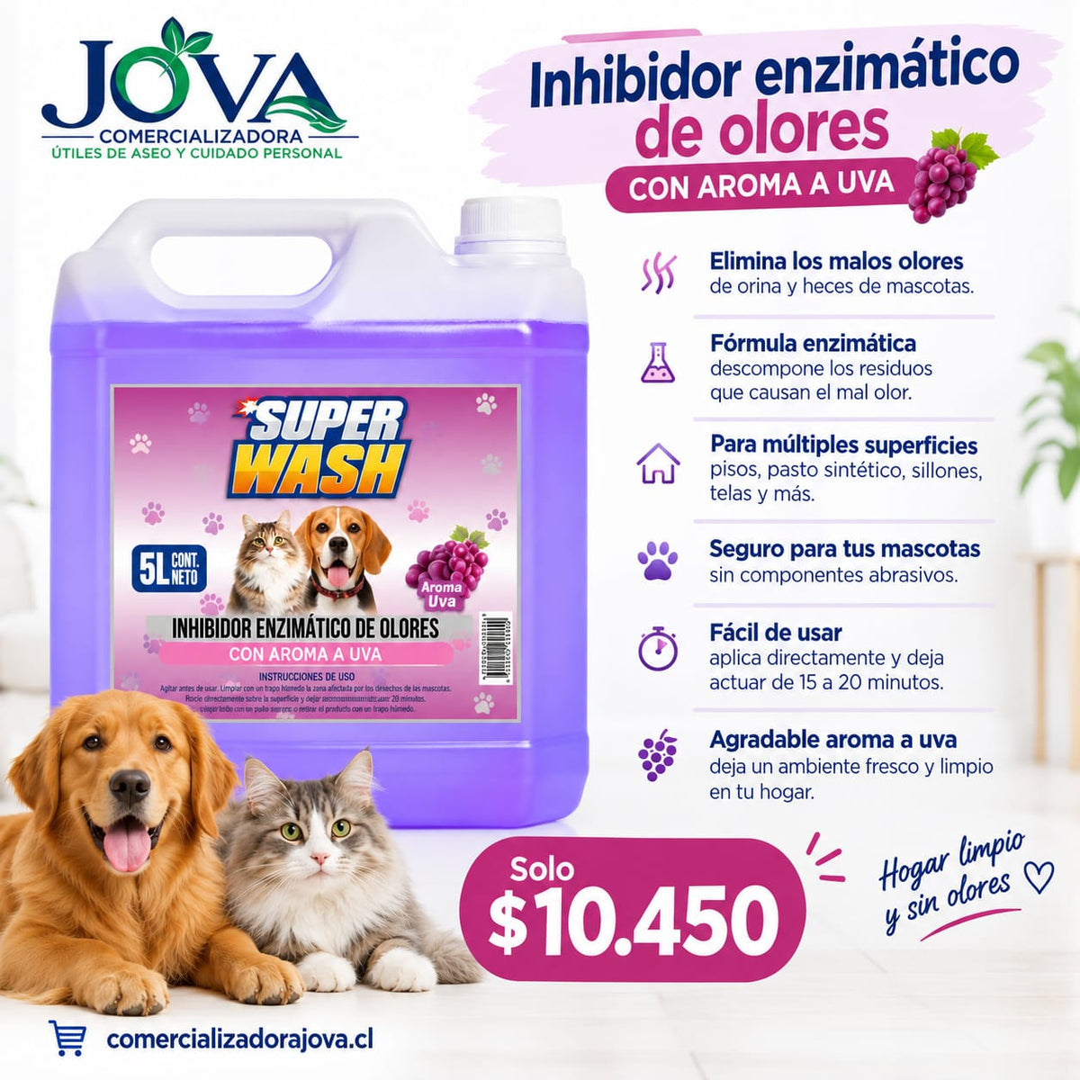 Super Wash neutralizador de olores de mascotas para textiles y superficies lavables