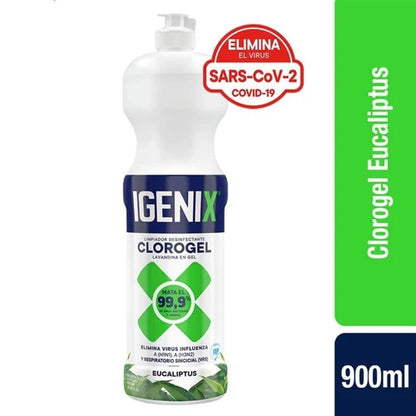 Cloro gel Igenix aroma eucalipto 900 cc - fórmula gel alta adherencia superficies