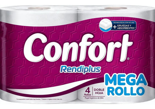 Manga Papel Higiénico Confort Rendiplus Mega 6 packs de 4 rollos 60 m