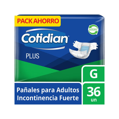 Pañal Cotidian Plus talla G Pack Ahorro 36 unidades