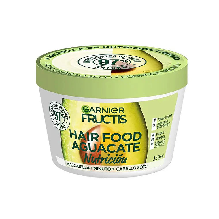 Mascarilla Garnier Fructis Hair Food Aguacate Nutrición 350 ml – 1 Minuto, vegana, 97% natural