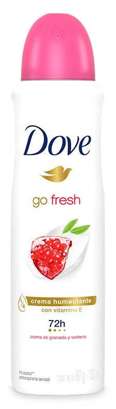 Desodorante Dove Go Fresh Granada y Verbena Spray 150 ml – 72h, Crema Humectante con Vitamina E