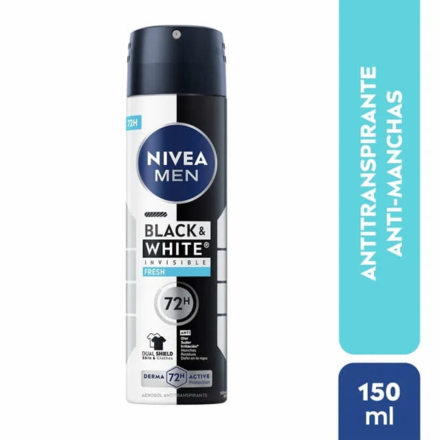 NIVEA MEN Black & White Invisible Fresh en aerosol, 150 ml.