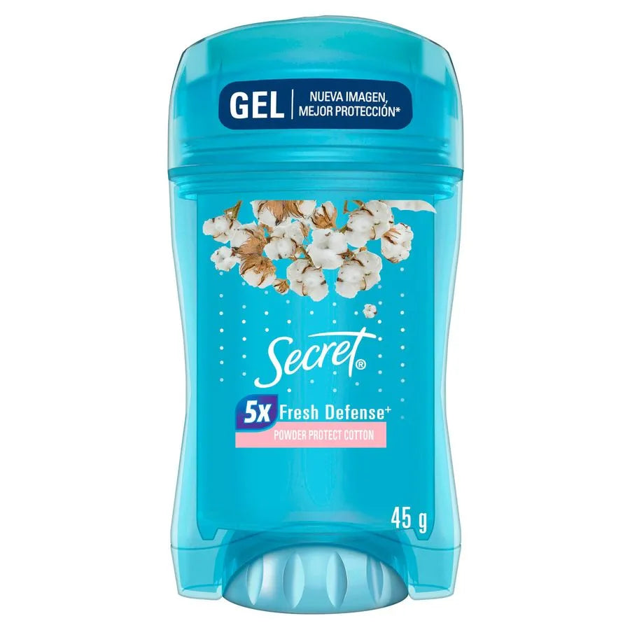 Secret Gel Invisible 5X Fresh Defense+ Powder Protect Cotton 45 g – antitranspirante transparente