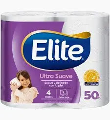 Papel Higiénico Elite Ultra Suave 50 metros pack 4 rollos – doble hoja, suave y resistente