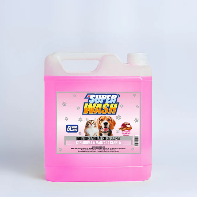 Bidón de inhibidor enzimático de olores Super Wash de 5 litros, aroma manzana canela.⠋