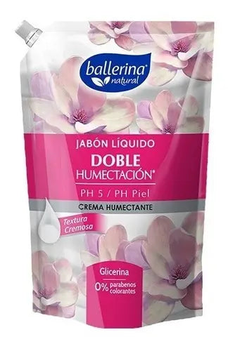 Jabón líquido Ballerina Natural Doble Humectación Crema Humectante Doypack 750 ml – glicerina, 0% parabenos