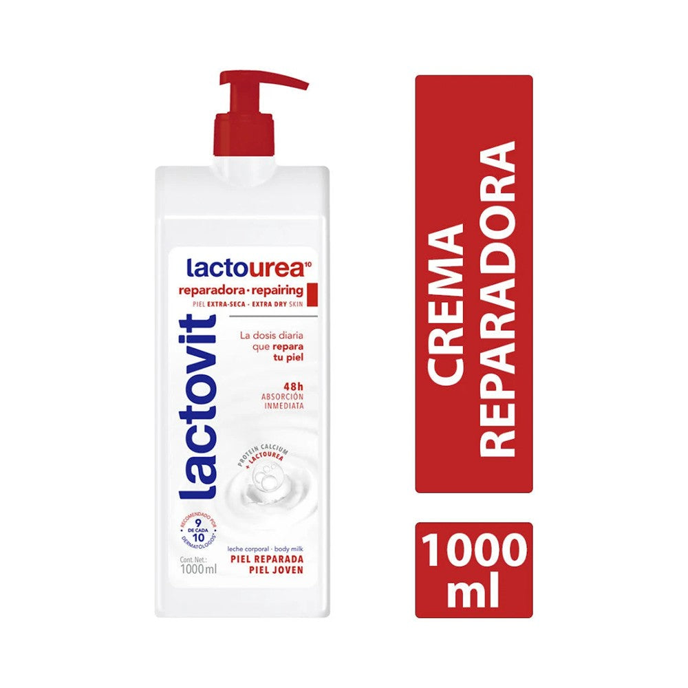 Crema Reparadora Lactovit Lacto Urea 1000 ml – hidratación profunda piel seca