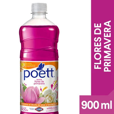 Limpiador de Piso Poett 900 cc Flores de Primavera – limpieza profunda, fragancia duradera y brillo para todo tipo de pisos