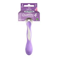 Máquina de afeitar Schick Quattro4 mujer 4 hojas - cabezal flexible banda lubricante