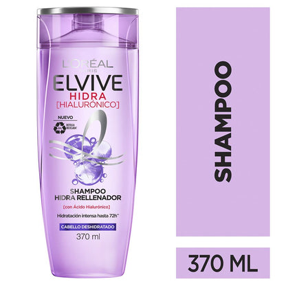 Shampoo Elvive Hidra Hialurónico L'Oréal 370 ml - hidratación profunda