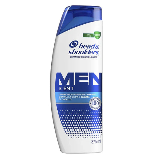 Shampoo Head & Shoulders Men 3 en 1 375 ml - control caspa limpia protege y suaviza