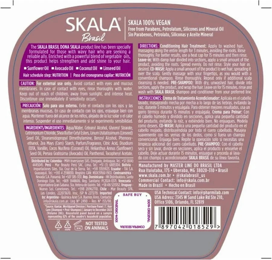 Mascarilla Dona Skala con aceites de girasol aguacate coco y linaza 1000 g